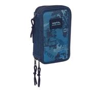 Safta NEW EDITION - Astuccio scuola con 37 utili inclusi, astuccio per bambini, ideale per bambini dai 5 ai 14 anni, comodo e versatile, qualità e resistenza, 12,5 x 5,5 x 19,5 cm, Blu navy, M, Casual