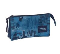safta NEW EDITION - Astuccio triplo, astuccio per bambini, ideale per bambini in età scolastica, comodo e versatile, qualità e resistenza, 22 x 3 x 12 cm, Blu navy, M, Casual