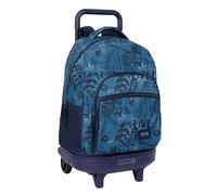safta NEW EDITION - Zaino grande con ruote, compatto, rimovibile, ideale per bambini di diverse età, comodo e versatile, qualità e resistenza, 33 x 22 x 45 cm, Blu navy, M, Casual