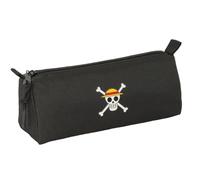 safta ONE PIECE PIRATES - Astuccio con cerniera e scomparto, astuccio per bambini, ideale per bambini in età scolastica, comodo e versatile, qualità e resistenza, 21 x 7 x 8 cm, Nero, M, Casual