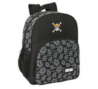 Safta ONE PIECE PIRATES - Zaino scuola bambino, zaino per bambini, adattabile a carrozzina, ideale per bambini in età scolare, comodo e versatile, qualità e resistenza, 32 x 12 x 38 cm, Nero, M,