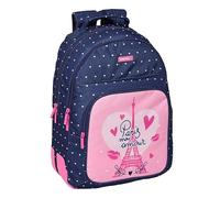 Safta Paris - Zaino scuola per bambini, ideale per bambini di diverse età, comodo e versatile, qualità e resistenza, 32 x 15 x 42 cm, colore blu marino/rosa, Blu marino/rosa, Estándar, Casual