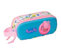 PEPPA PIG 3D - Astuccio doppio 3D, astuccio per bambini, ideale per bambini in età scolastica, comodo e versatile, qualità e resistenza, 21 x 6 x 8 cm, Bianco, rosa, blu, M, Casual