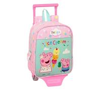 Safta PEPPA PIG ICE CREAM - Zaino asilo con carrello, ideale per bambini di diverse età, comodo e versatile, qualità e resistenza, 22 x 10 x 27 cm, colore rosa chiaro/verde menta, Rosa Chiaro/Verde