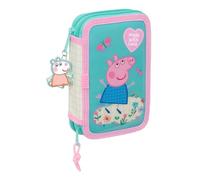 safta Peppa Pig Pretty Flowers - Astuccio per scuola per bambini, con 29 utensili inclusi, ideale per bambini dai 5 ai 14 anni, comodo e versatile, qualità e resistenza, 12,5 x 4 x 19,5 cm,