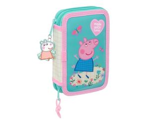 safta Peppa Pig Pretty Flowers - Astuccio per scuola per bambini, con 29 utensili inclusi, ideale per bambini dai 5 ai 14 anni, comodo e versatile, qualità e resistenza, 12,5 x 4 x 19,5 cm,
