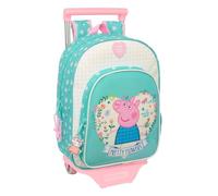 safta PEPPA PIG PRETTY FLOWERS - Zaino per bambini con carrello 705, ideale per bambini di diverse età, comodo e versatile, qualità e resistenza, 26 x 11 x 34 cm, Menta/Giallo Pastello, M, Casual
