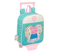 Safta PEPPA PIG PRETTY FLOWERS - Zaino asilo con carrello, ideale per bambini di diverse età, comodo e versatile, qualità e resistenza, 22 x 10 x 27 cm, Menta/Giallo Pastello, M, Casual