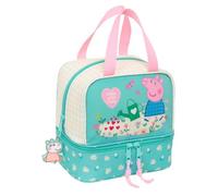 PEPPA PIG PRETTY FLOWERS - Porta merenda Termo, Portatodo, Qualità e Massima Resistenza, Porta Cibo, Ricreo, Snack e Colazione, 20 x 15 x 20 cm, Menta/Giallo Pastello, M, Casual