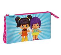 safta Pinypon, astuccio triplo, astuccio per bambini, ideale per bambini in età scolare, comodo e versatile, qualità e resistenza, 22 x 3 x 12 cm, colore: rosa/blu, rosa/blu, Estándar, Casual