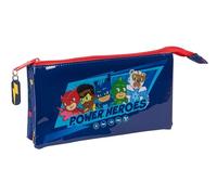 safta PJMASKS Ready - Astuccio triplo, astuccio per bambini, ideale per bambini in età scolastica, comodo e versatile, qualità e resistenza, 22 x 3 x 12 cm, colore blu marino, Blu navy, Estándar,