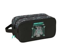 SAFTA | Portascarpe Medio Minecraft Screen, Organizer Scolastico Junior con Maniglia Laterale, Cerniera Superiore, Scomparto Ampio per Scarpe o Abbigliamento, Dimensioni 29x14x15 cm