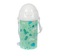 Safta PREESCOLAR DINO - Bottiglia di apertura automatica, con cannuccia, bottiglia d'acqua, senza BPA, con tracolla, comoda e leggera, 500 ml, 7,3 x 19,5 cm, Verde, M, Casual