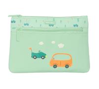 Safta Prescolare Auto - Astuccio scuola grande doppia cerniera, astuccio per bambini, comodo e versatile, facile da pulire, 23 x 3 x 16 cm, colore verde acqua, verde acqua, Estándar, Casual