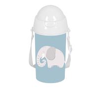 SAFTA PRESCUCOLAR ELEFANTE - Bottiglia di apertura automatica, con cannuccia, bottiglia d'acqua, senza BPA, con tracolla, comoda e leggera, 500 ml, 7,3 x 19,5 cm