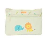 Safta PRESCUCOLAR SELVA - Astuccio grande con doppia cerniera, astuccio per bambini, comodo e versatile, facile da pulire, 23 x 3 x 16 cm, colore bianco rotto, BIANCO ROTTO, Estándar, Casual