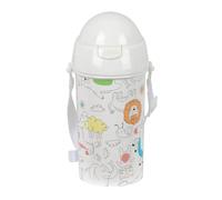 Safta PRESCUCOLAR ZOO - Bottiglia di apertura automatica, con cannuccia, bottiglia d'acqua, senza BPA, con tracolla, comoda e leggera, 500 ml, 7,3 x 19,5 cm, beige, M, Casual