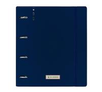 SAFTA | Raccoglitore A4 El Ganso Eclipse, Carpeta con Ricambio 100 Fogli Quadretti 5x5 mm 90 g/m², 4 Anelli Tondi 35 mm, PP Foam Blu, Chiusura Elastica, Divisori, Dimensioni 27x4x32 cm