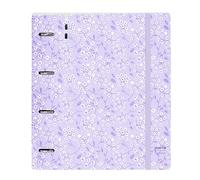 SAFTA Raccoglitore ad anelli con 4 anelli da 35 mm con ricarica con 100 fogli A4, ideale per bambini di diverse età, comodo e versatile, qualità e resistenza, 27 x 4 x 32 cm, Viola chiaro stampato,