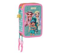 Safta Rainbow High Paradise - Astuccio scuola con 36 utili inclusi, astuccio per bambini, ideale per bambini dai 5 ai 14 anni, versatile, resistenza, 12,5 x 5,5 x 19,5 cm, colore: turchese, turchese,