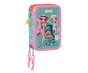 Safta Rainbow High Paradise - Astuccio scuola con 36 utili inclusi, astuccio per bambini, ideale per bambini dai 5 ai 14 anni, versatile, resistenza, 12,5 x 5,5 x 19,5 cm, colore: turchese, turchese,
