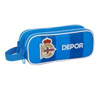 Safta Real Deportivo de COrugna - Astuccio doppio per bambini, astuccio per bambini, ideale per bambini in età scolastica, comodo e versatile, qualità e resistenza, 21 x 6 x 8 cm, colore blu, blu,