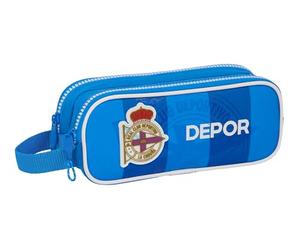 safta Real Deportivo de COrugna - Astuccio doppio per bambini, astuccio per bambini, ideale per bambini in età scolastica, comodo e versatile, qualità e resistenza, 21 x 6 x 8 cm, colore blu, blu,