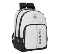 Safta Real Madrid 1a squadra 24/25 - Zaino scolastico, ideale per bambini di diverse età, comodo e versatile, qualità e resistenza, 32 x 16 x 42 cm, colore: bianco/grigio
