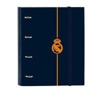 Safta Real Madrid, 24/25, raccoglitore a 4 anelli da 35 cm, con 100 fogli A4, ideale per bambini di diverse età, comodo e versatile, qualità e resistenza, 27 x 3,5 x 32 cm, colore blu marino