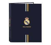 Safta Real Madrid 2a squadra 23/24 - Cartella con fogli 4 anelli, ideale per bambini di diverse età, comoda e versatile, qualità e resistenza, 26,5 x 33 cm, colore blu marino, Blu navy, Estándar,