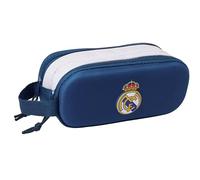 Safta Real Madrid 3D - Astuccio doppio 3D, astuccio per bambini, ideale per bambini in età scolastica, comodo e versatile, qualità e resistenza, 21 x 6 x 8 cm, Nero, M, Casual