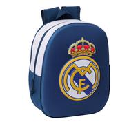 Safta Zaino scolastico Real Madrid 3D - con design 3D, adattabile al carrello - Nero M 27x10x33 cm