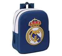 Safta Real Madrid 3D - Zaino per asilo 3D, adattabile al carrello, facile da pulire, ideale per bambini di diverse età, comodo e versatile, qualità e resistenza, 22 x 10 x 27 cm, Nero, M, Casual
