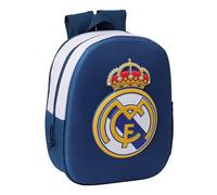 Safta Zaino scolastico Real Madrid 3D - con design 3D, adattabile al carrello - Nero M 27x10x33 cm
