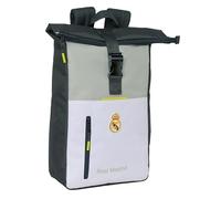 Real Madrid Attrezzature 25/26 - Zaino con patta per laptop da 15,6", ideale per diverse età, comodo e versatile, qualità e resistenza, 28 x 13 x 42 cm, bianco, M, Casual