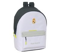 safta Real Madrid Attrezzature 25/26 - Zaino per laptop da 15,6" e USB, ideale per giovani di diverse età, tessuto riciclato, comodo e versatile, qualità e resistenza, 31 x 18 x 44 cm, bianco, M