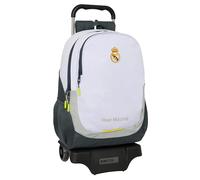 safta Real Madrid Attrezzature 25/26 - Zaino scuola con carrello, ideale per bambini di diverse età, comodo e versatile, qualità e resistenza, 33 x 15 x 43 cm, bianco, M, Casual
