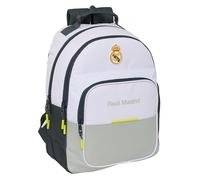safta Real Madrid Attrezzature 25/26 - Zaino scuola per bambini, ideale per bambini di diverse età, confortevole e versatile, qualità e resistenza, 32 x 15 x 42 cm, bianco, M, Casual