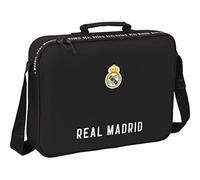 SAFTA REAL MADRID Corporativa - Portafoglio extracurriculari, valigetta portaoggetti, tracolla, comoda e versatile, qualità e resistenza, 38 x 6 x 28 cm, colore: nero, Nero, Estándar, Casual