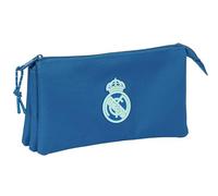 Safta Real Madrid Femenino - Astuccio triplo, astuccio per bambini, ideale per bambini in età scolastica, comodo e versatile, qualità e resistenza, 22 x 3 x 12 cm, colore blu, blu, Estándar, Casual
