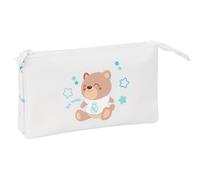 Real Madrid Prescolastico bianco - Astuccio triplo, ideale per bambini in età scolastica, comodo e versatile, qualità e resistenza, 22 x 3 x 12 cm