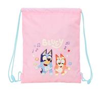 safta | Sacca Sportiva Piatta Junior Bluey Dance, Zaino Sacca Scolastico per Bambini con Cordino, Tasca Interna con Cerniera, Chiusura di Sicurezza Antistrangolamento, Dimensioni 26x1x34 cm
