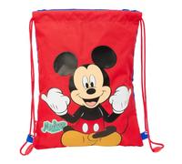 safta | Sacca Sportiva Piatta Junior Disney Mickey Mouse Good Day, Zaino Sacca Scolastico per Bambini con Cordino, Tasca Interna con Cerniera, Chiusura di Sicurezza Antistrangolamento, Dimensioni 26x