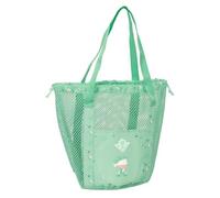 safta | Saco Deportivo Real Betis Tipo Bolsa de Playa, Rejilla Transpirable Verde Menta, Cierre con Cordones, Bolsillo Frontal, Asas Superiores, Medidas 28x28x34 cm