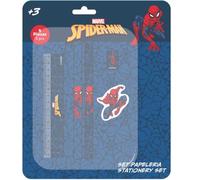 SAFTA | Set di scrittura Spider-Man, Blister 5 pezzi con righello, 2 matite, temperamatite e gomma, materiale scolastico per bambini per il ritorno a scuola, licenza ufficiale, Misure 22x26,5 cm