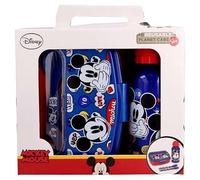 safta | Set portapranzo e borraccia Disney Mickey Mouse Happy Smiles, con posate, borraccia in alluminio e lunch box capiente, senza BPA, 21x7x18 cm