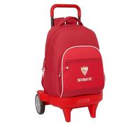 safta SEVILLA FC - Zaino grande con ruote, compatto evoluzione, rimovibile, ideale per bambini di diverse età, comodo e versatile, qualità e resistenza, 33 x 22 x 45 cm, rosso, M, Casual