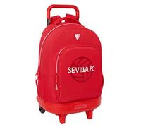safta Sevilla FC - Zaino grande con ruote, compatto, rimovibile, ideale per bambini di diverse età, comodo e versatile, qualità e resistenza, 33 x 22 x 45 cm, colore rosso, rosso, Estándar, Casual