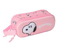 Safta Astuccio doppio Snoopy 3D per bambini in età scolare 21 x 6 x 8 cm Rosa chiaro M