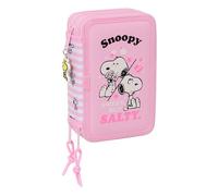 SNOOPY - Astuccio scolastico con 37 utensili inclusi, ideale per bambini dai 5 ai 14 anni, comodo e versatile, qualità e resistenza, 12,5 x 5,5 x 19,5 cm